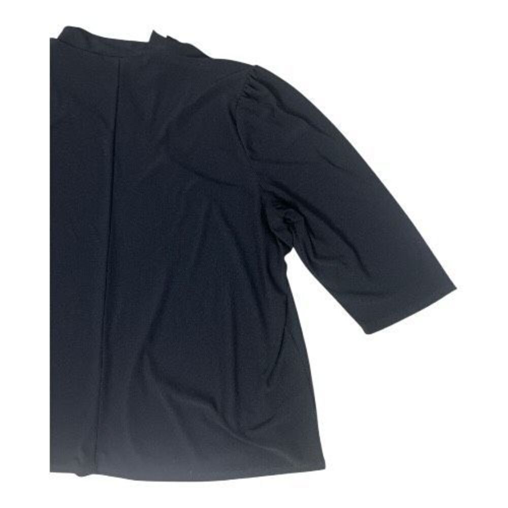 Women Stretchy Black Rhinestone Blouse Plus Size 2X Cut Out Pullover Mock Neck - Picture 6 of 10